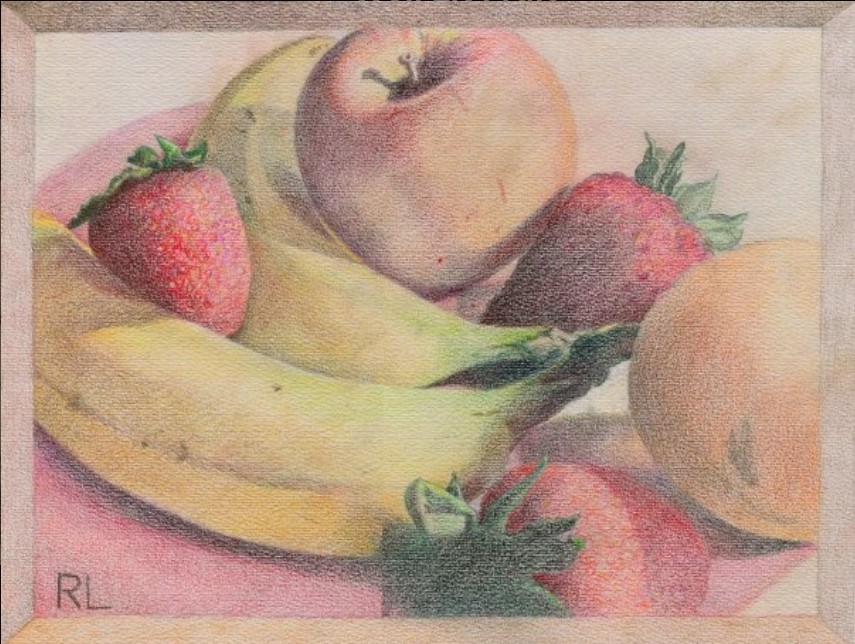 Well Lit Fruit - colored pencil